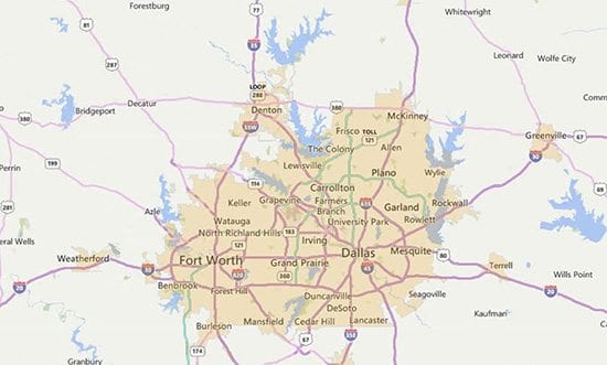 Dallas FW USDA eligible areas sample map